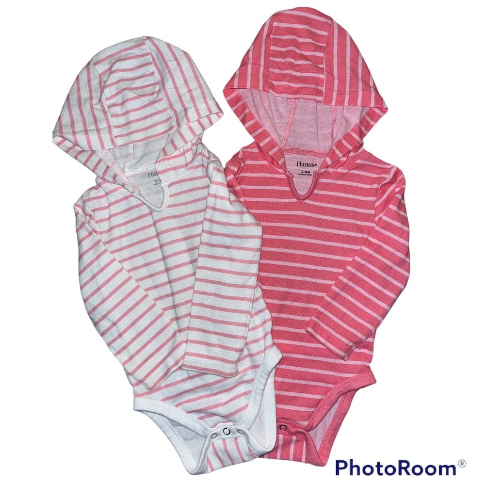 Two Hanes 12-18 mo girls long sleeve hoodie!
